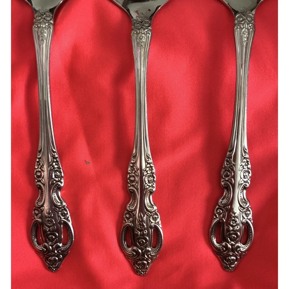 Set Of 3 Oneida Pembrooke Renoir Serving Spoons 1 Slotted SSS Stainless 8 1/2